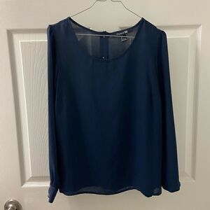 Forever 21 Navy Blue Sheer Long Sleeve Blouse – Size S